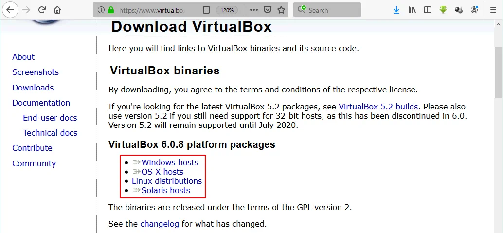 Cómo instalar VirtualBox: descarga del instalador de VirtualBox