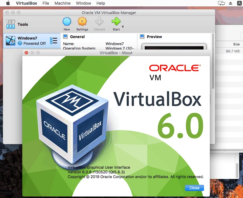 Cómo actualizar VirtualBox en Mac - la versión de VirtualBox es la última después de la actualización.