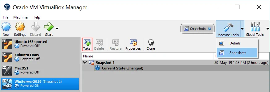 Cómo utilizar las instantáneas de VirtualBox VM.