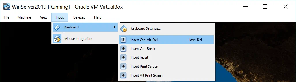 Cómo usar VirtualBox - Pulsando Ctrl+Alt+Supr en el SO huésped.