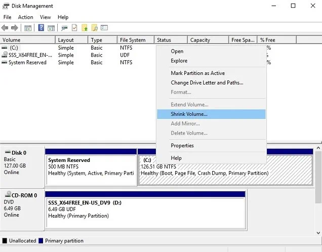 Shrink Volume (Hyper-V Shrink VHD)