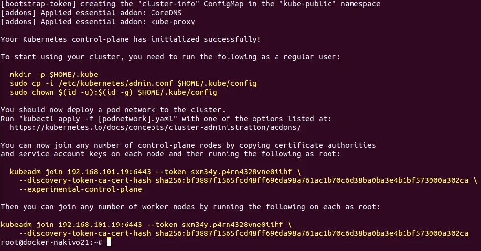 The first master node is initialized in the Kubernetes multi-node cluster.