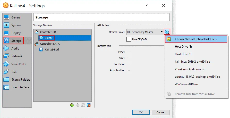 VirtualBox no bootable medium found – inserting the correct ISO image into a virtual optical drive
