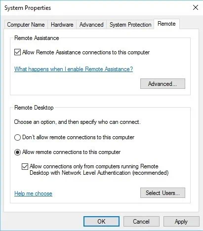 Permitir conexiones remotas a este ordenador (Hyper-V USB Passthrough)
