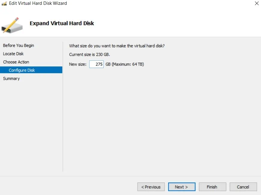 Configure Disk (Increase Disk Size in Hyper-V)