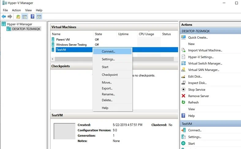 Connecting to the VM (Increase Disk Size in Hyper-V)