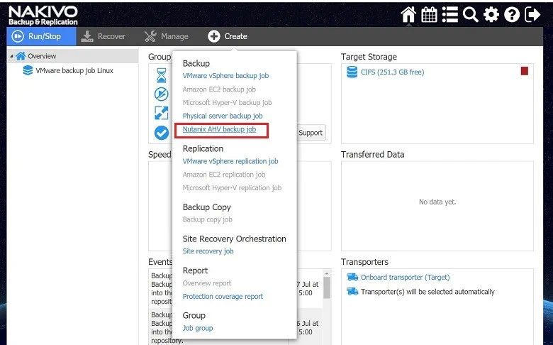 Creating a Nutanix AHV backup job (Nutanix AHV Backup)