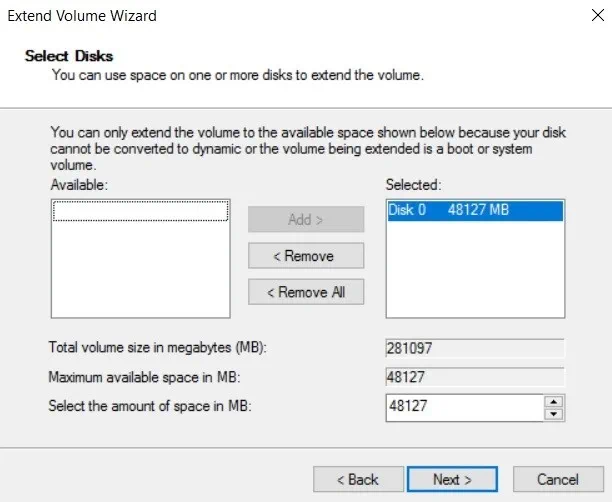 Extend Volume Wizard (Increase Disk Size in Hyper-V)