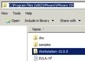 Cambiar el nombre the Workstation subfolder in VMware VIX folder to use CLI for Player