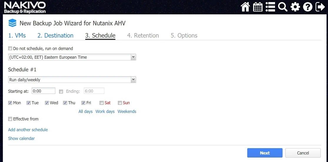 Scheduling backup jobs (Nutanix AHV Backup)
