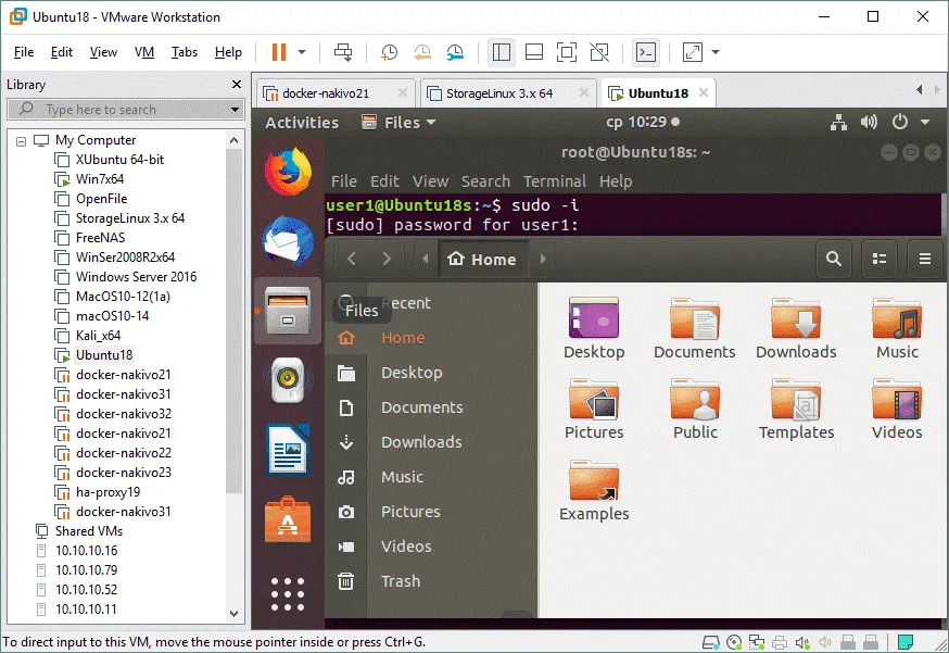 eEl Ubuntu VM is running on VMware Workstation Pro