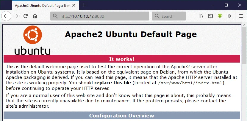 Ajustes de red de VirtualBox: la regla de reenvío de puertos HTTP se ha creado correctamente.