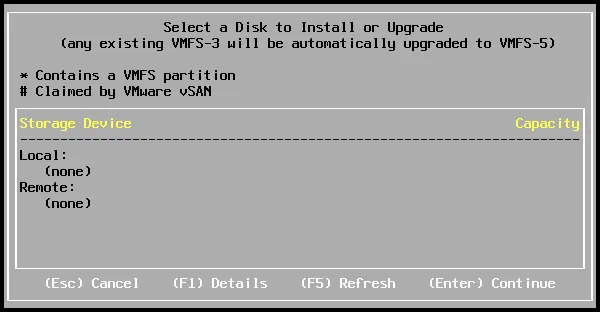 El instalador de ESXi no reconoce una unidad flash USB.