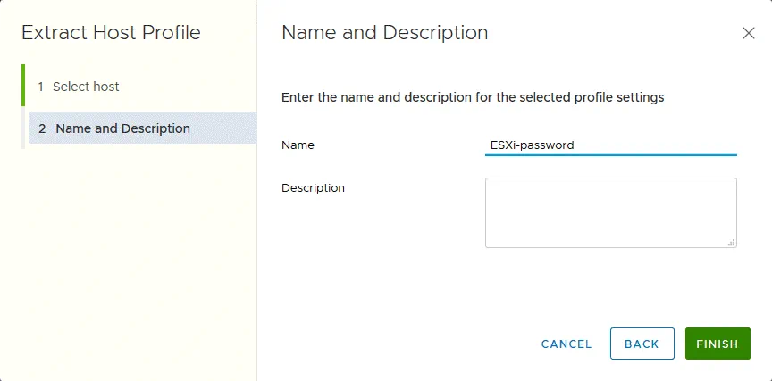 Introducir un nombre para un perfil de host utilizado para restablecer una contraseña de ESXi.