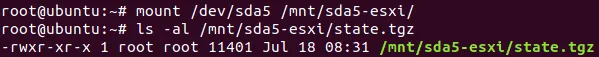 Localizar el archivo state.tgz que contiene el archivo sombra con los hashes de las contraseñas de ESXi.