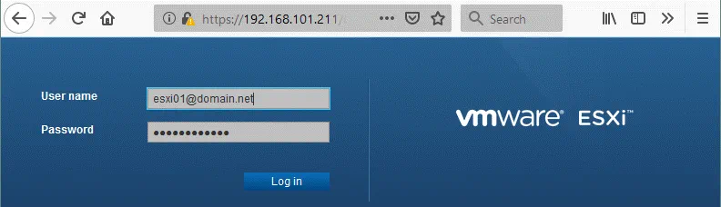 Uso de credenciales de dominio en lugar de la contraseña e inicio de sesión de ESXi para la autenticación en ESXi.
