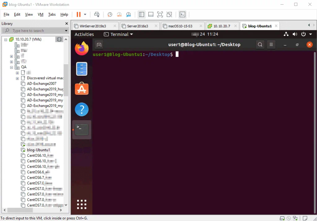 Connecting to a VM running on ESXi 7 by using VMware Workstation