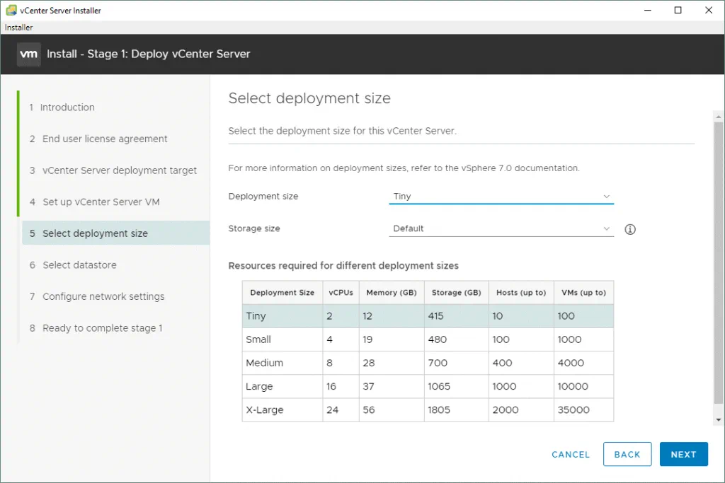Selecting-the-VMware-vCenter-Server-7-deployment-size