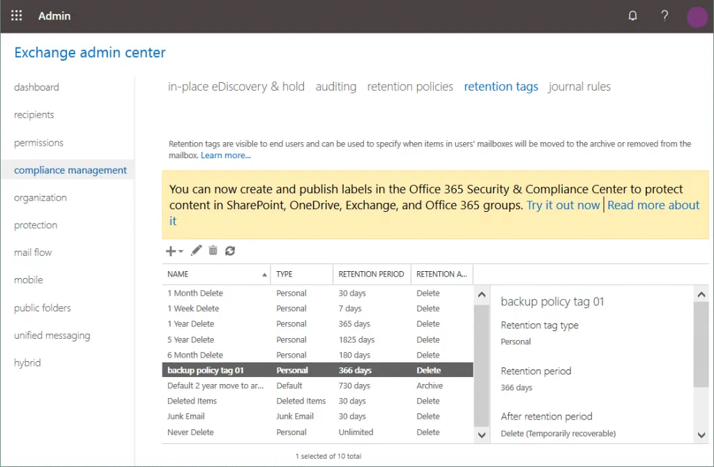 A-tag-for-an-Office-365-backup-policy-is-created