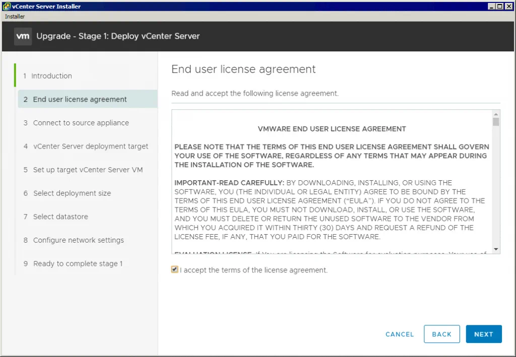 Upgrade-to-vCenter-7–reading-the-end-user-license-agreement
