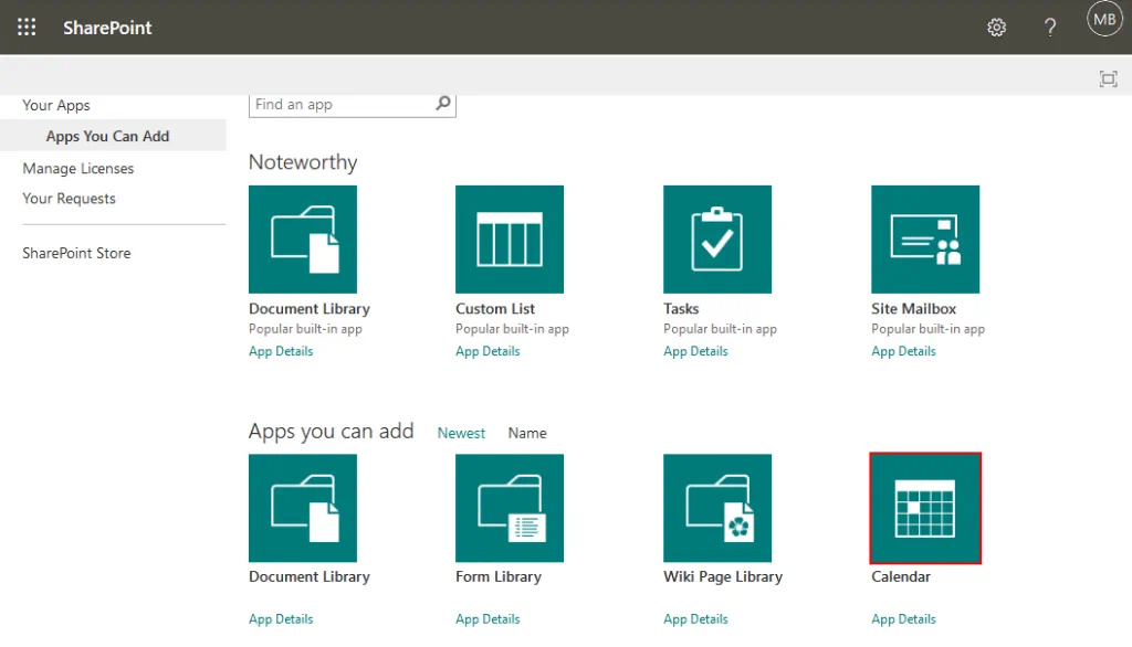 Adding-a-calendar-app-in-Microsoft-SharePoint-Online