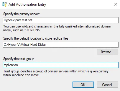 Adding the authorization entry