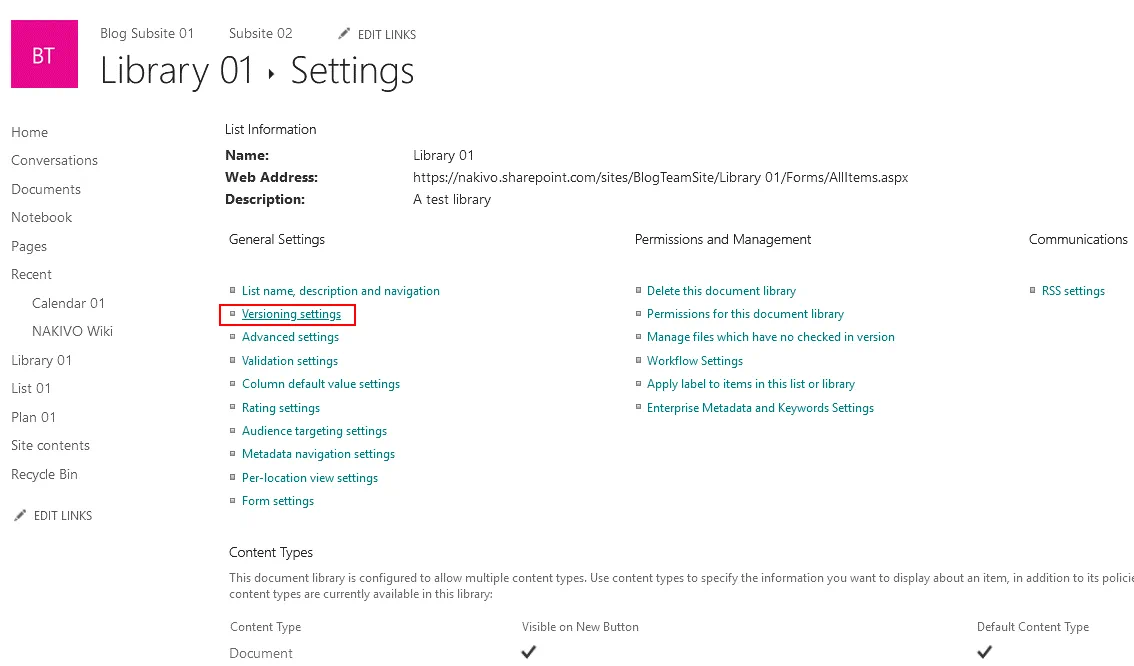 Configuración de ajustes de control de versiones para la gestión de documentos de SharePoint