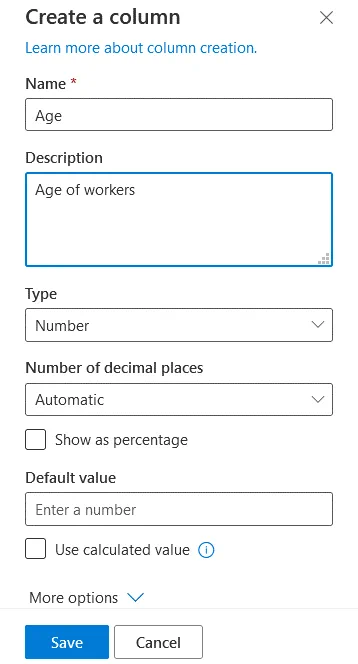 Creating a column in a SharePoint list
