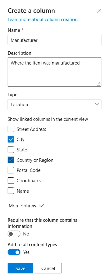 Creación de una columna con metadatos para una biblioteca en SharePoint