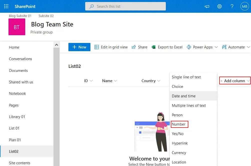 Creating columns in a new SharePoint list before importing data from Excel