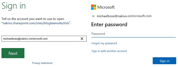 Enter Office 365 credentials to import Excel into SharePoint list