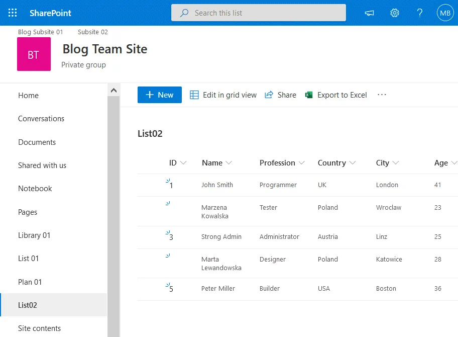 How to export SharePoint list to Excel by using the copy-paste method