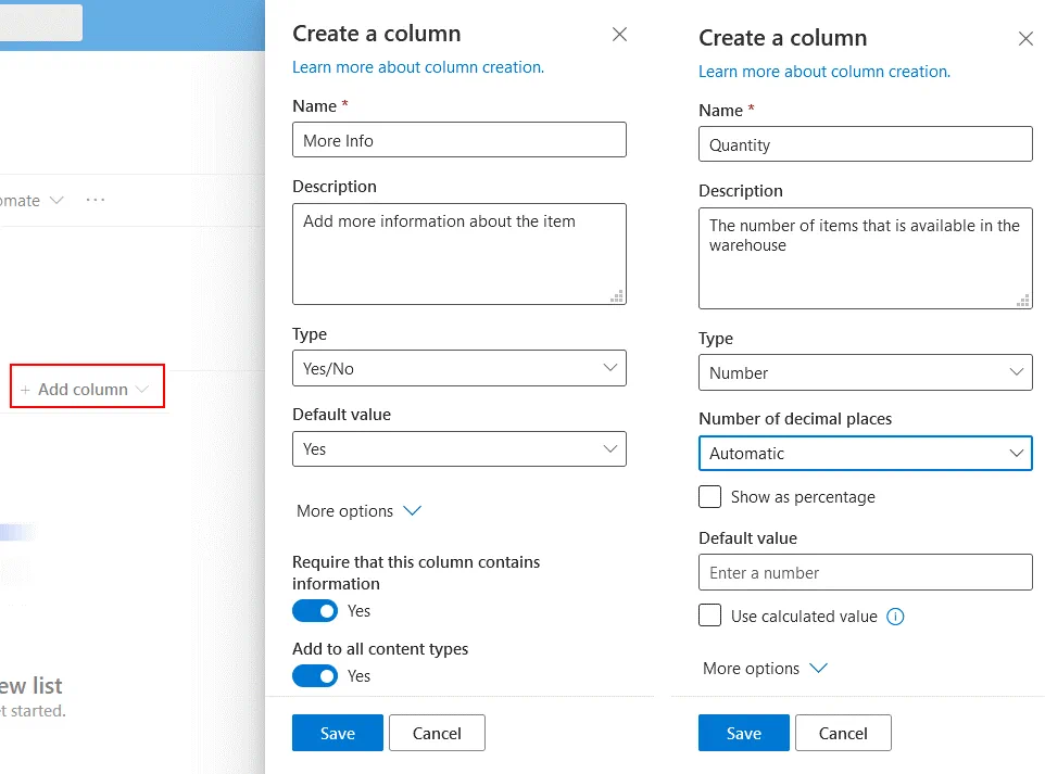 Añadir columnas a una lista SharePoint antes de crear formularios SharePoint