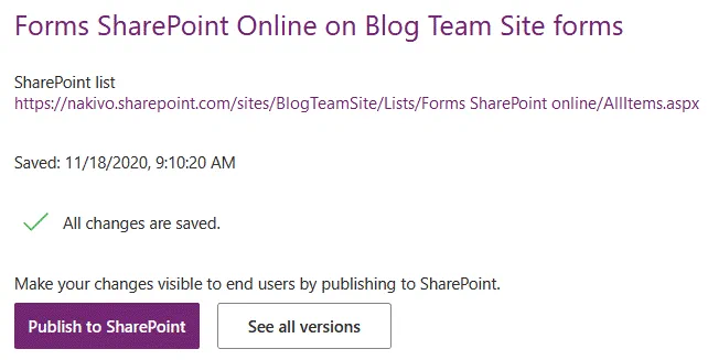 Publicación de formularios personalizados de SharePoint