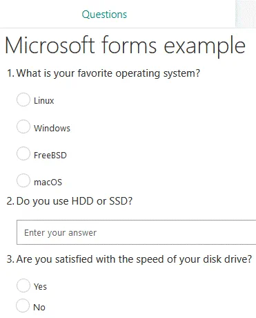 Las preguntas en Microsoft Forms están listas para ser publicadas