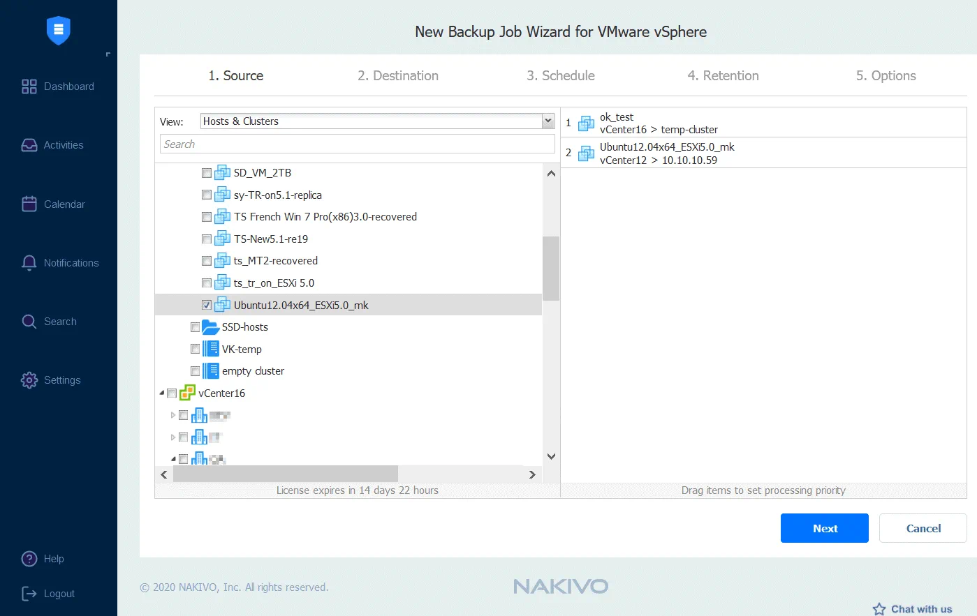 Selecting virtual machines to back up