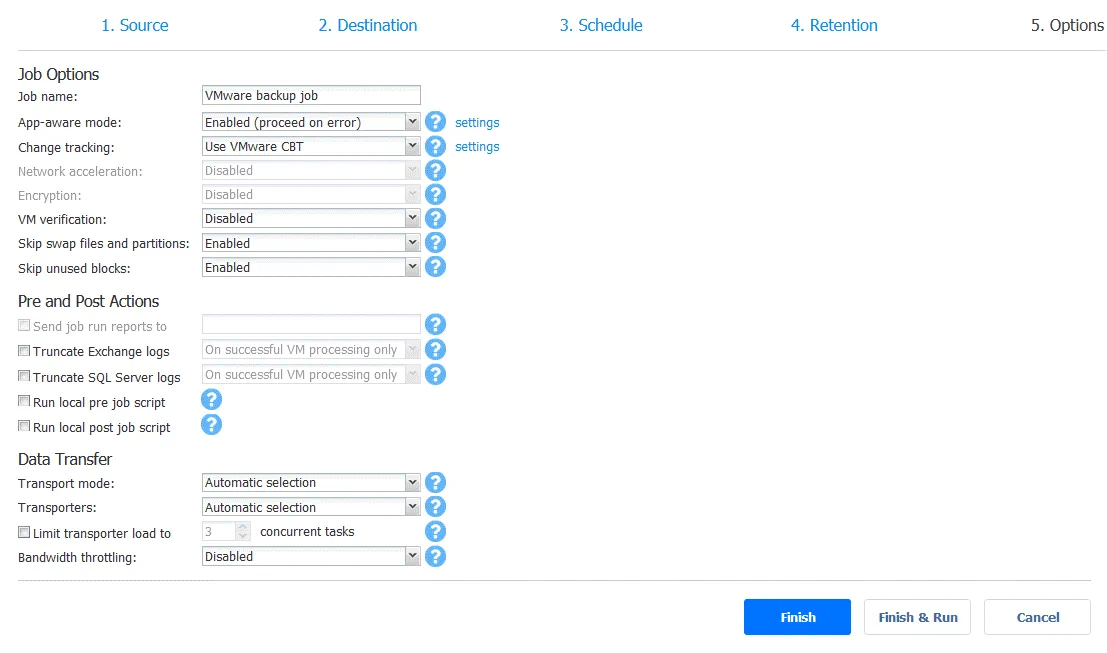 Synology incremental backup - backup job options with CBT enabled