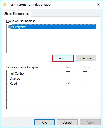 Adding a user that has to access an SMB share to a shared folder configuration