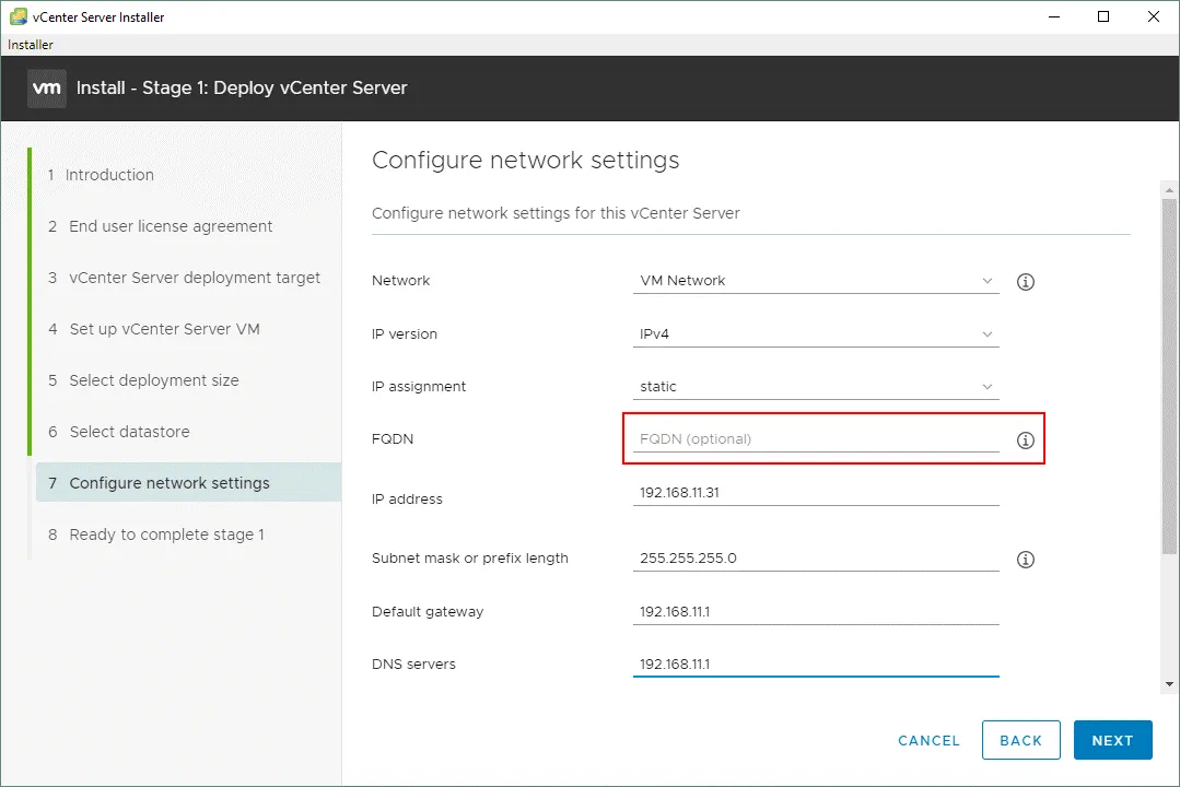 Set the FQDN when you install vCenter to avoid 503 service unavailable (failed to connect to endpoint