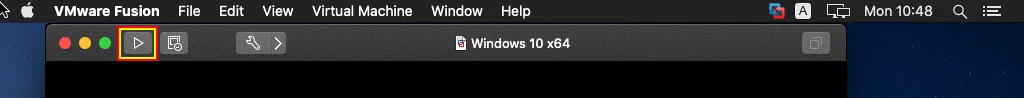 Starting a virtual machine in VMware Fusion on macOS
