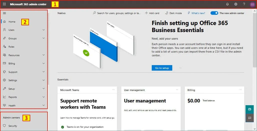 A new version of Microsoft Office 365 admin center