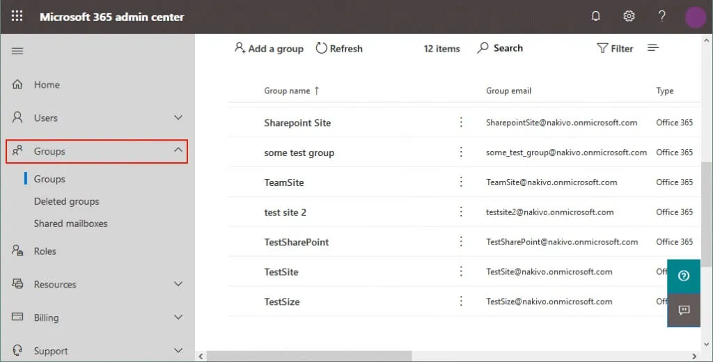 Managing groups in the Office 365 admin center