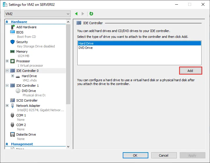 Añadir una nueva unidad de disco duro virtual a la configuración de la máquina virtual