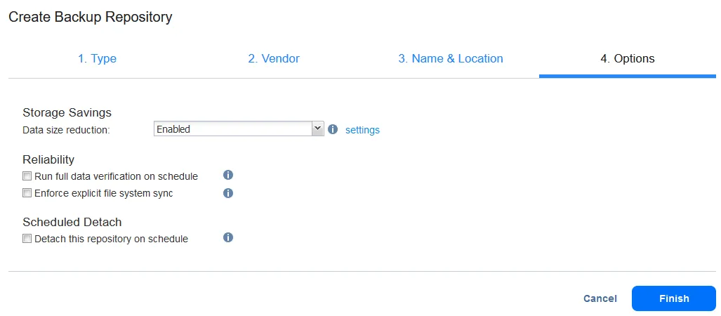 Configuración de opciones para un repositorio de backups ubicado en Azure