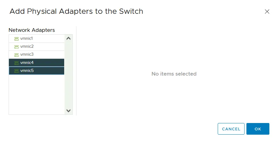 Añadir adaptadores físicos al vSwitch