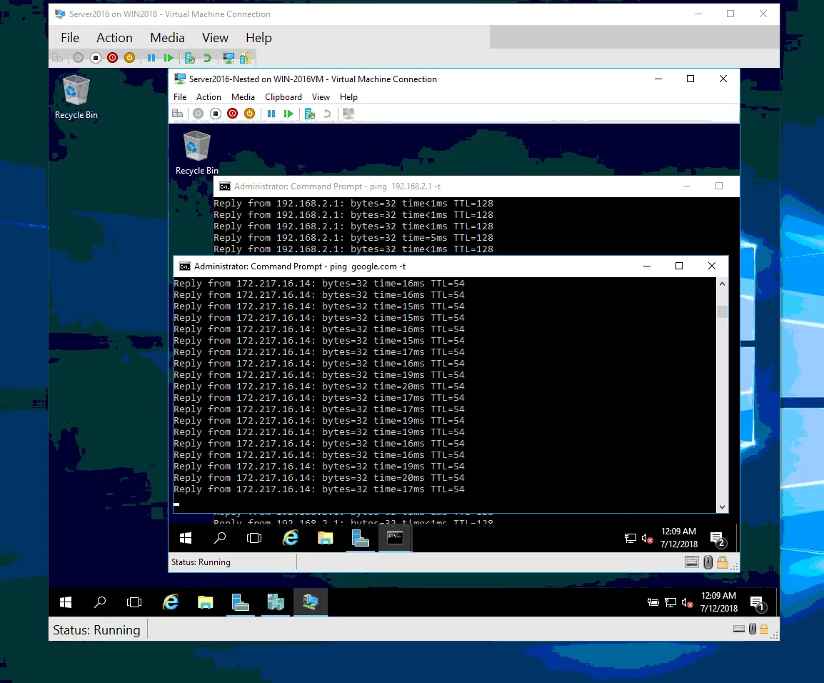 Running a nested VM - Hyper-V nested virtualization networking works fine