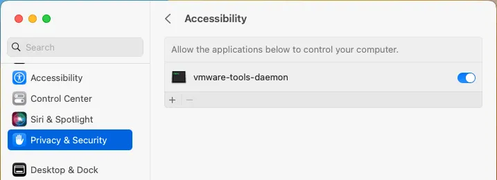 vmware-tools-daemon es ahora la aplicación permitida