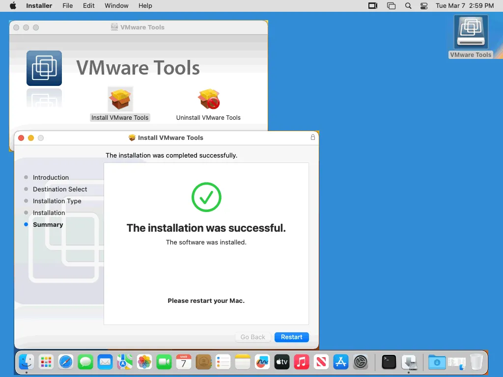 la instalación de VMware Tools se ha realizado correctamente
