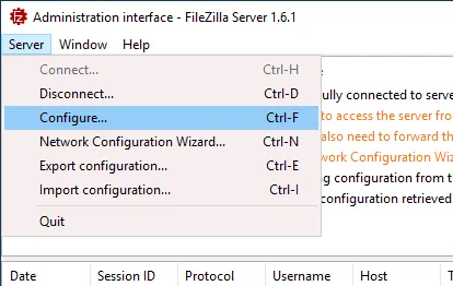 Configuring Filezilla for vCenter FTP backup