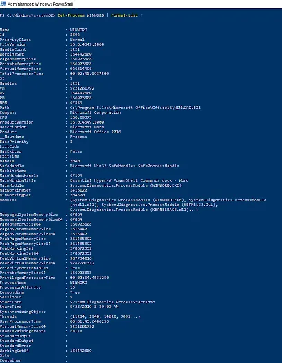 Viewing the details about the process on a Hyper-V host in PowerShell